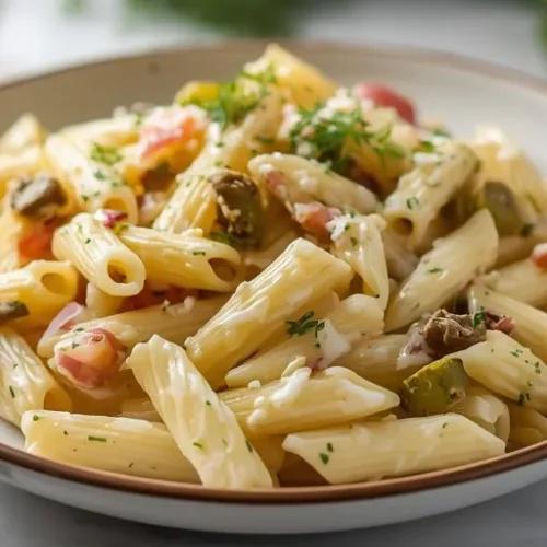 creamy dill pickle pasta salad recipe