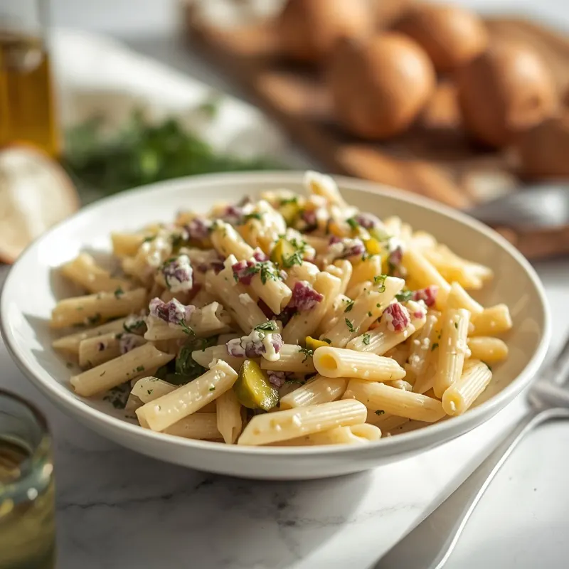 Crunchy Dill Pickle Pasta Salad with Creamy Dressing