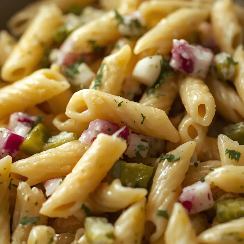 Crunchy Dill Pickle Pasta Salad with Creamy Dressing