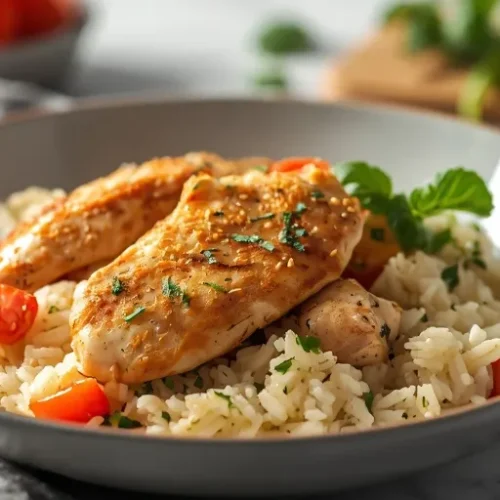 Creamy Ranch Chicken Tomato Rice Bowl recipe