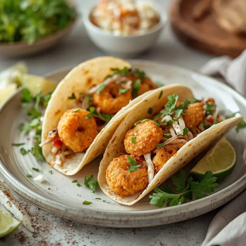 Crispy Breaded Shrimp Tacos with Crunchy Slaw