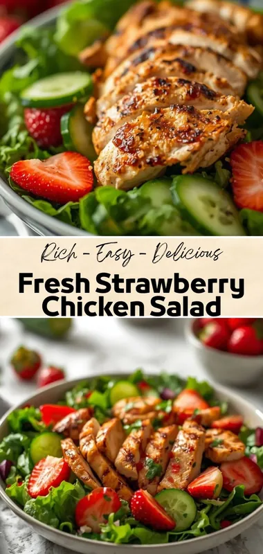 Fresh Strawberry Chicken Salad Recipe – Healthy Summer Salad Fresh strawberry chicken salad with grilled chicken, cucumbers, and leafy greens