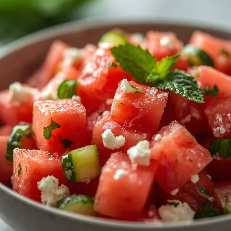 Colorful Greek Watermelon Feta Salad for Potluck Parties Colorful Greek Watermelon Feta Salad for Potluck Parties