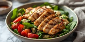 Light Strawberry Chicken Salad Bowls for Healthy Lunches