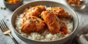 Glossy Hot Honey Chicken Crunch Rice Bowl