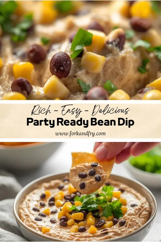 Party Ready Bean Dip Recipe – Creamy Easy Appetizer Creamy party ready bean dip topped with black beans, corn, and fresh cilantro