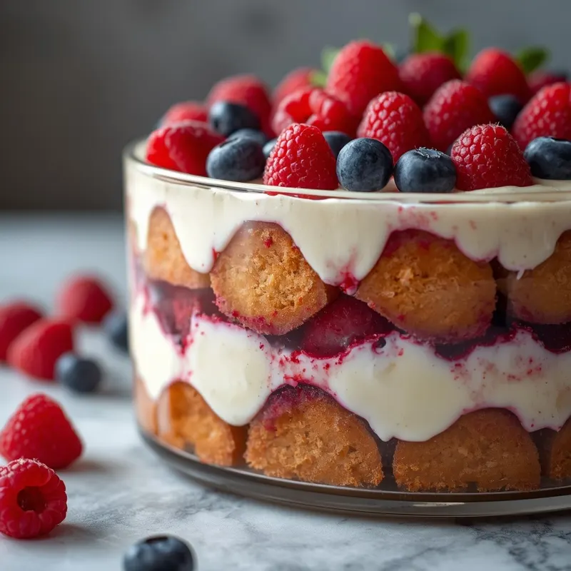 Velvety Raspberry Berry Trifle with Creamy Pudding