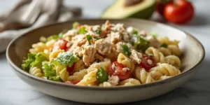Chilled Rotisserie Chicken Caesar Pasta Salad for Meal Prep