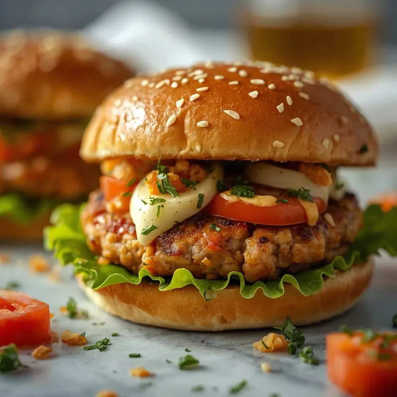 Golden Salmon Burgers with Crunchy Toppings