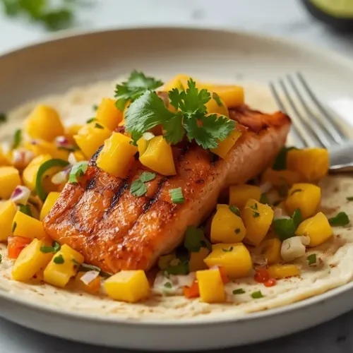 salmon mango taco bowl recipe