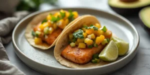 Fresh Salmon Tacos with Mango Avocado Salsa for Healthy Dinners
