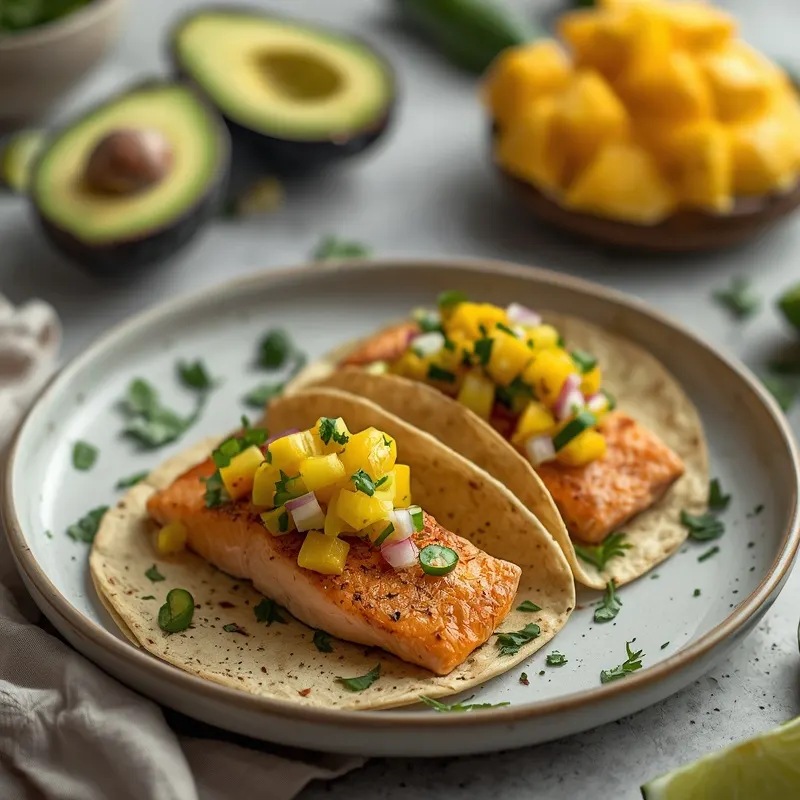 Fresh Salmon Tacos with Mango Avocado Salsa for Healthy Dinners Fresh Salmon Tacos with Mango Avocado Salsa for Healthy Dinners