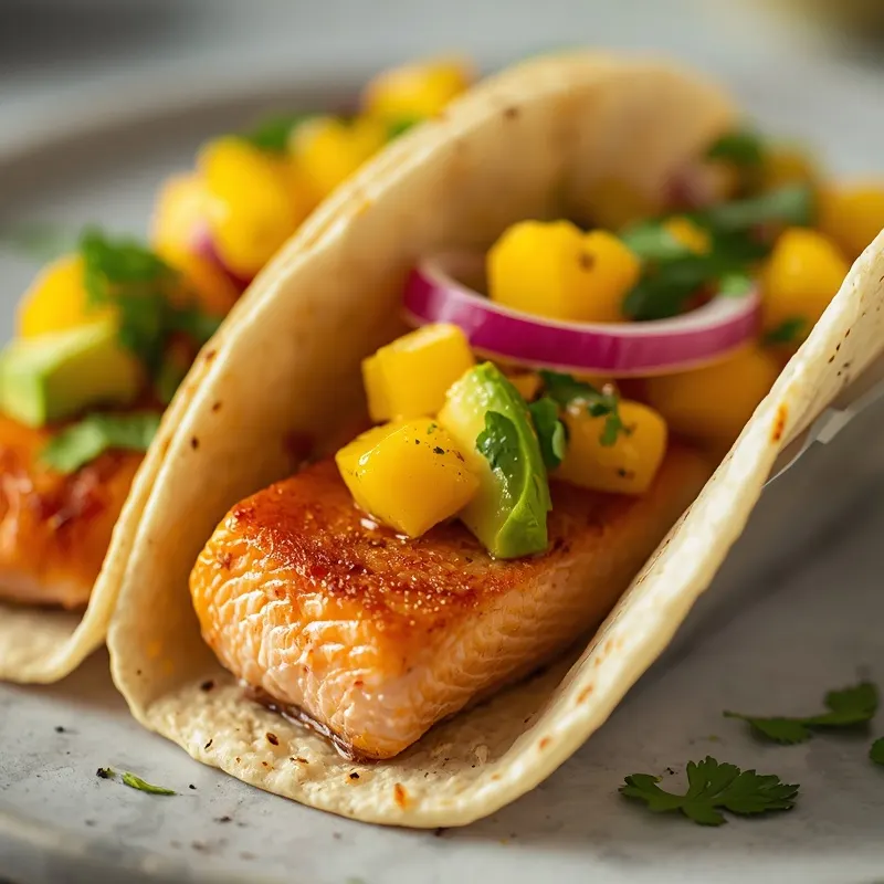 Fresh Salmon Tacos with Mango Avocado Salsa for Healthy Dinners Fresh Salmon Tacos with Mango Avocado Salsa for Healthy Dinners