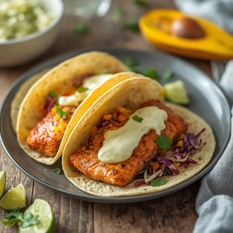 Crunchy Salmon Tacos with Mango Slaw for Summer BBQs Crunchy Salmon Tacos with Mango Slaw for Summer BBQs