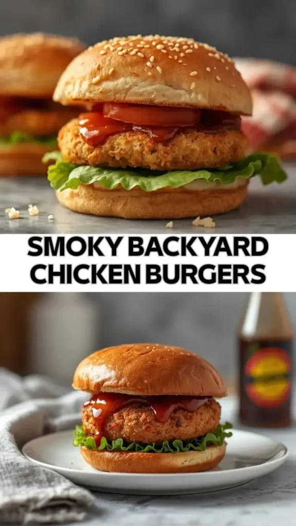 Smoky chicken burger with barbecue sauce, lettuce, and toasted sesame bun