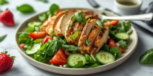 Crunchy Strawberry Chicken Salad with Cucumbers