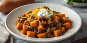 Creamy Sweet Potato Ground Beef Bowl
