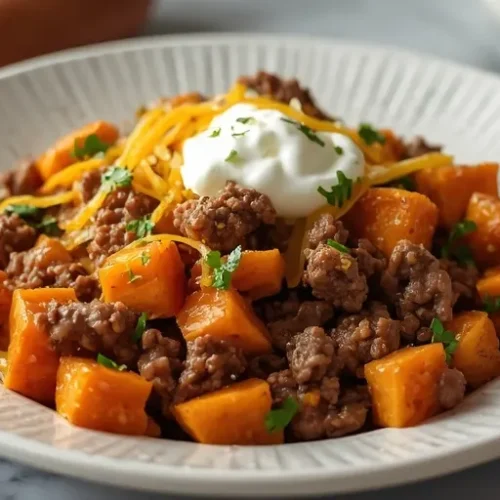 Sweet Potato Ground Beef Bowl recipe