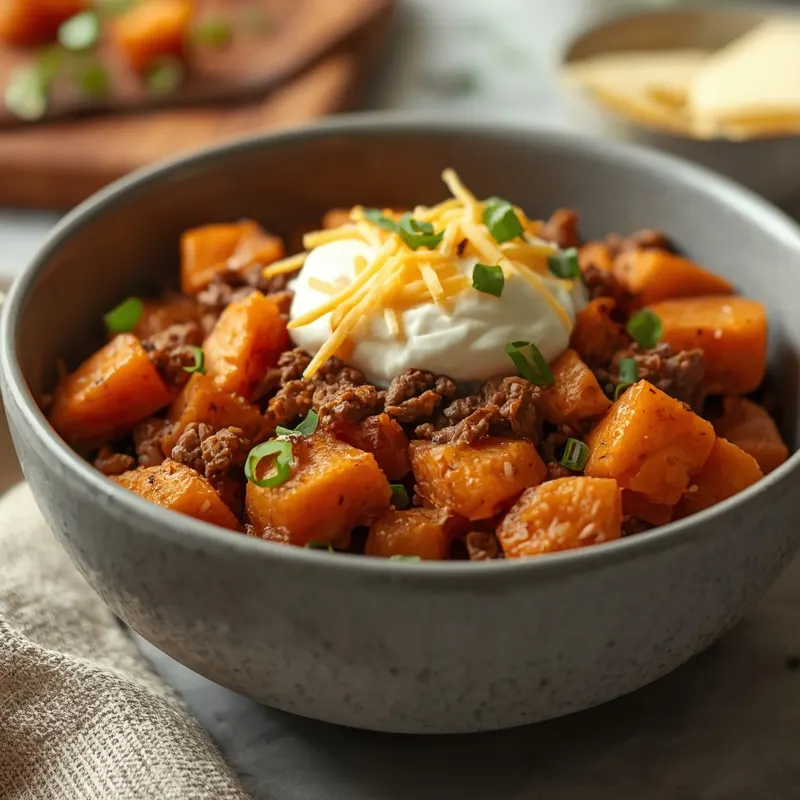 Creamy Sweet Potato Ground Beef Bowl Creamy Sweet Potato Ground Beef Bowl