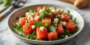 Fresh Watermelon Arugula Feta Salad for Healthy Lunches