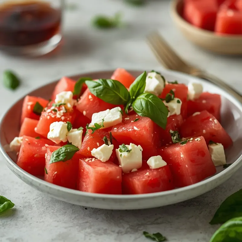 Juicy Watermelon Caprese Feta Salad for Hot Summer Days