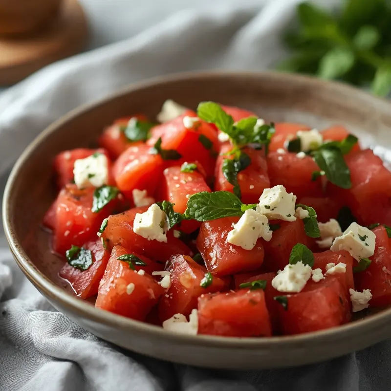 Chilled Watermelon Feta Salad with Balsamic Glaze Chilled Watermelon Feta Salad with Balsamic Glaze