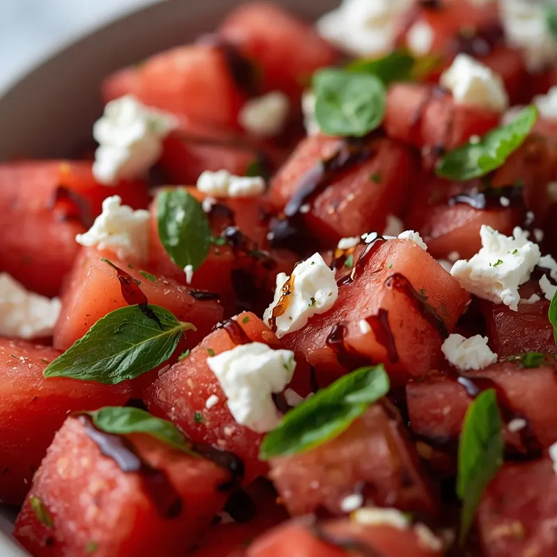 Chilled Watermelon Feta Salad with Balsamic Glaze Chilled Watermelon Feta Salad with Balsamic Glaze