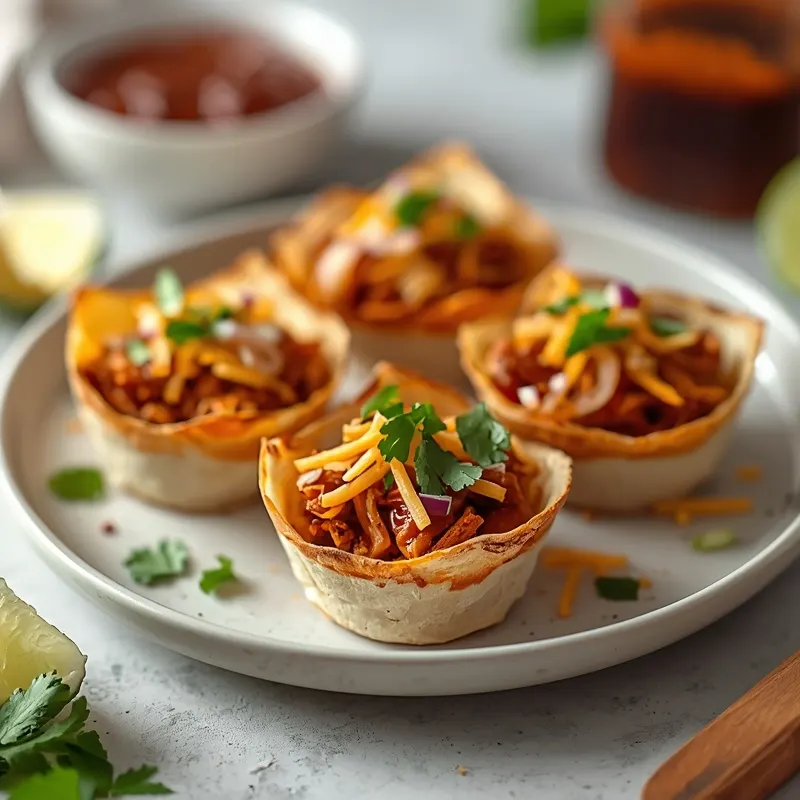 BBQ Chicken Tortilla Cups With Smoky Filling