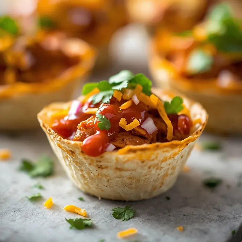 BBQ Chicken Tortilla Cups With Smoky Filling