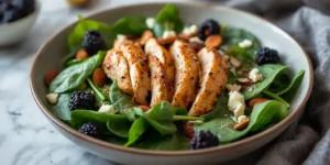 Blackberry Chicken Spinach Salad With Glossy Chicken