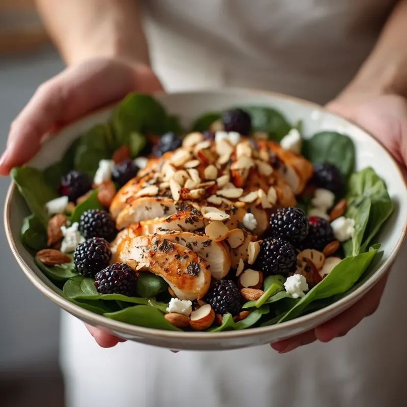 Blackberry Chicken Spinach Salad With Glossy Chicken Blackberry Chicken Spinach Salad With Glossy Chicken