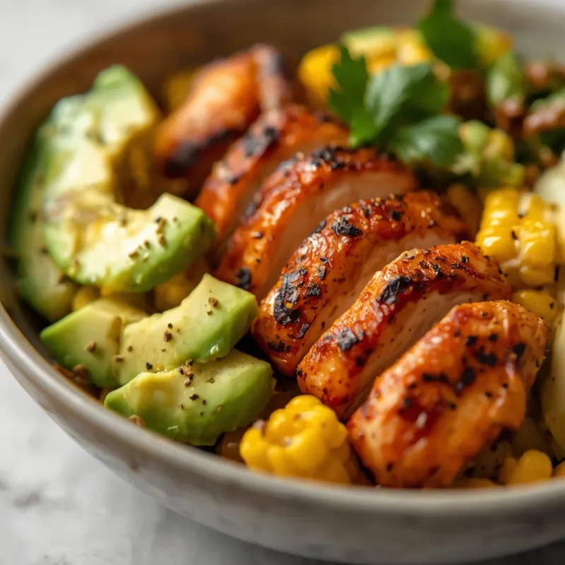 Blackened Chicken Avocado Corn Bowl With Charred Corn Blackened Chicken Avocado Corn Bowl With Charred Corn