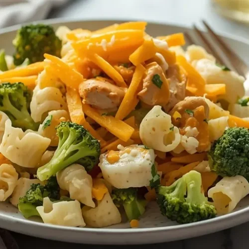 Broccoli Cheddar Chicken Pasta Salad recipe