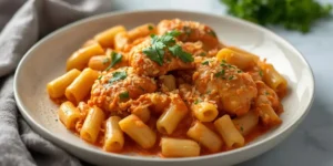 Buffalo Chicken Ditalini Skillet With Buffalo-Orange Pasta