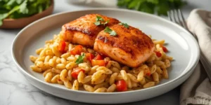 Cajun Salmon Orzo Skillet With Saucy Orzo
