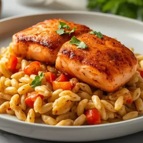 Cajun Salmon Orzo Skillet recipe