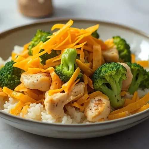 Cheddar Chicken Broccoli Rice Bowl recipe