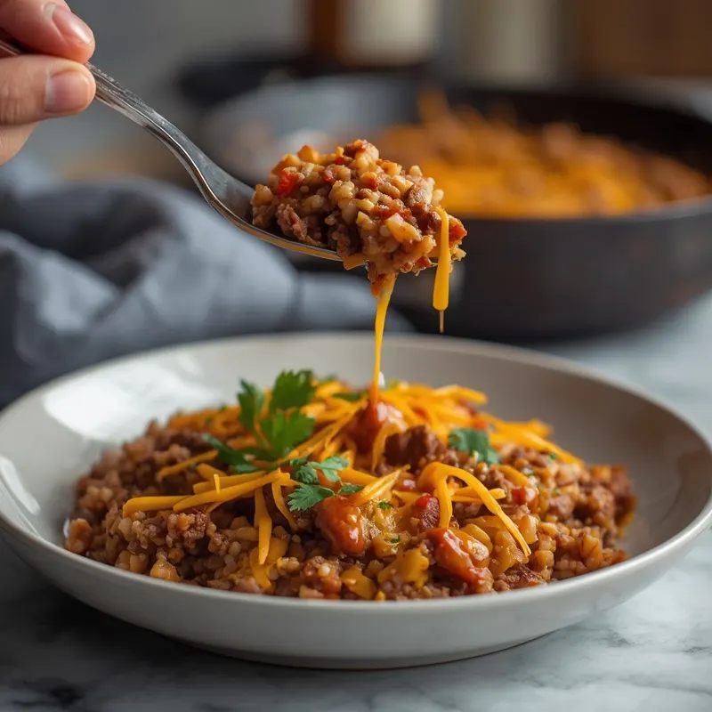 Cheesy Beef Enchilada Rice Skillet With Bubbly Cheese Top Cheesy Beef Enchilada Rice Skillet With Bubbly Cheese Top