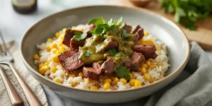 Chimichurri Beef Corn Rice Bowl With Chimichurri Spoon