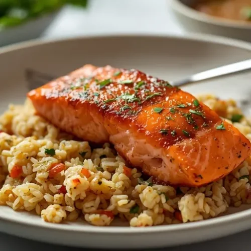 Chimichurri Salmon and Rice recipe