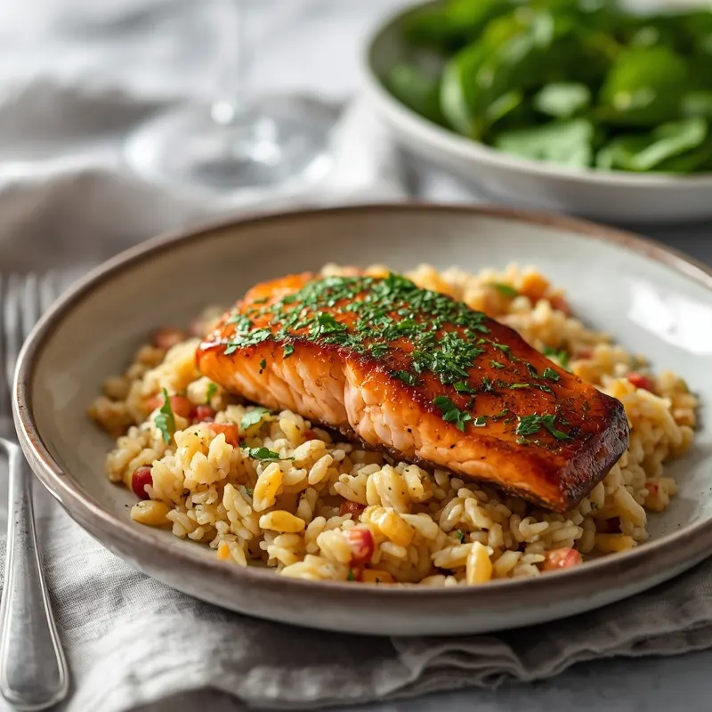 Chimichurri Salmon and Rice With Vivid Herb Sauce Chimichurri Salmon and Rice With Vivid Herb Sauce