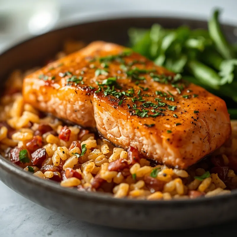 Chimichurri Salmon and Rice With Vivid Herb Sauce Chimichurri Salmon and Rice With Vivid Herb Sauce