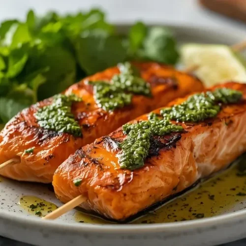 Chimichurri Salmon Skewers recipe