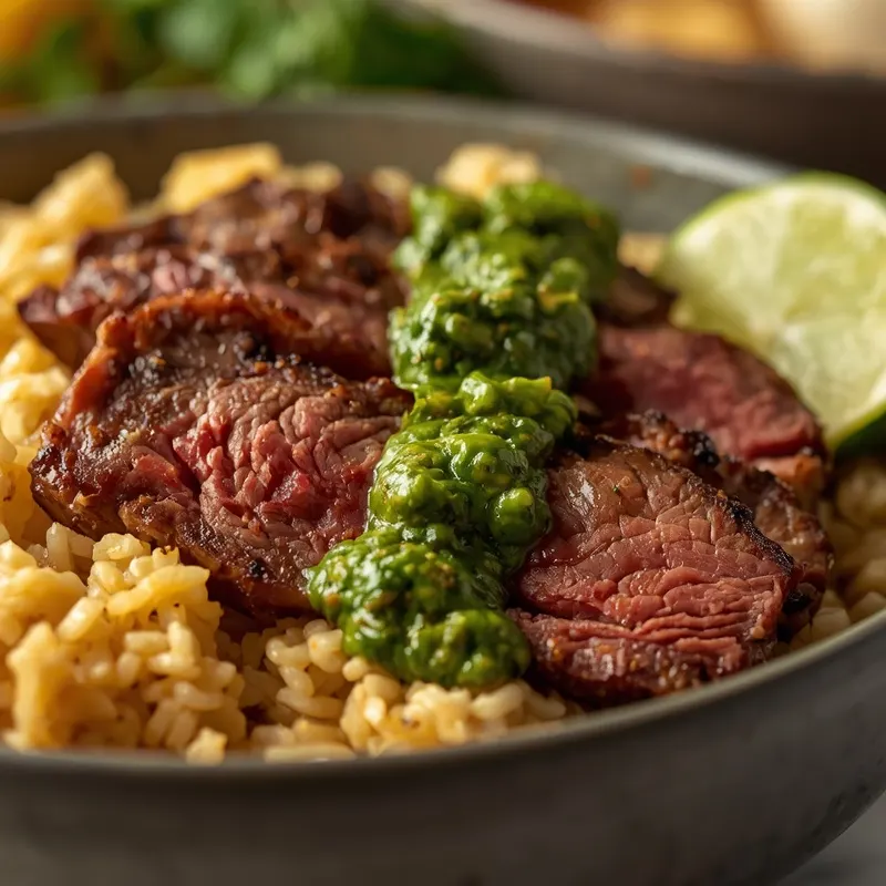 Chimichurri Steak Rice Bowl With Bright Green Chimichurri Chimichurri Steak Rice Bowl With Bright Green Chimichurri