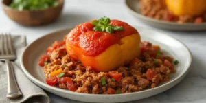 Chipotle Beef and Rice Stuffed Pepper Skillet With Melty Peppers