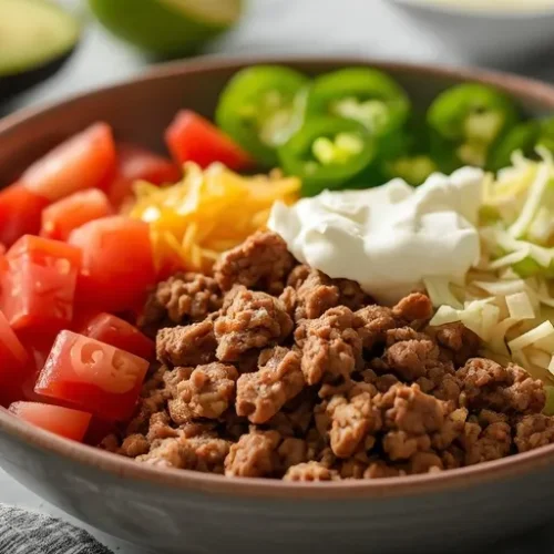 Cottage Cheese Beef Taco Bowl recipe