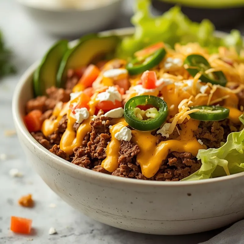 Cottage Cheese Beef Taco Bowl With Creamy Taco Layers Cottage Cheese Beef Taco Bowl With Creamy Taco Layers