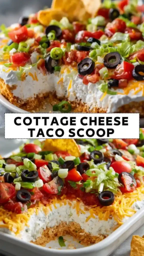 Cottage Cheese Taco Scoop Recipe Cottage Cheese Taco Scoop Dip with Fresh Vegetables and Cheese
