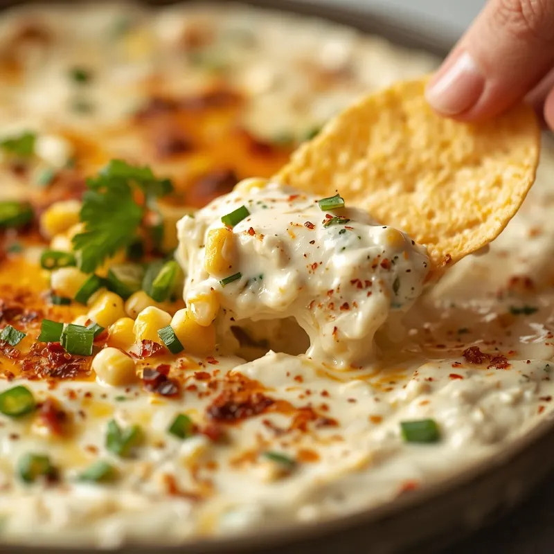 Creamy Poblano Corn Dip With Green-Speckled Texture Creamy Poblano Corn Dip With Green-Speckled Texture