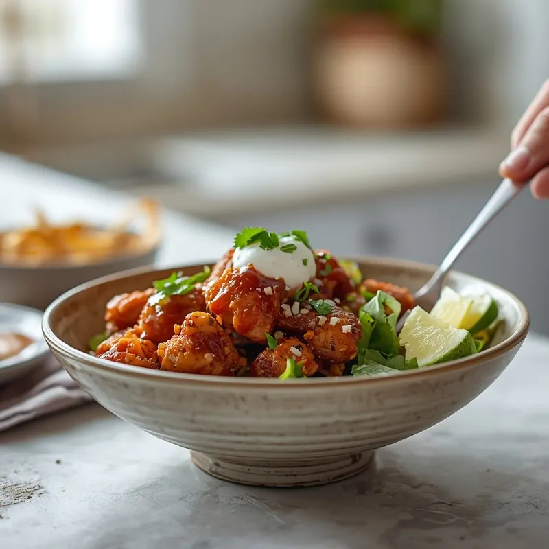 Crispy BBQ Chicken Ranch Bowl With Smoky Sauce Crispy BBQ Chicken Ranch Bowl With Smoky Sauce